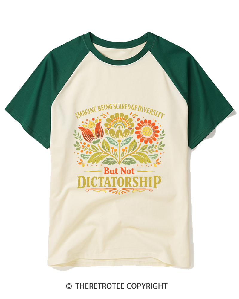 TheRetroTee Imagine Being Scared Of Diversity 1970s Raglan Baseball T-Shirt