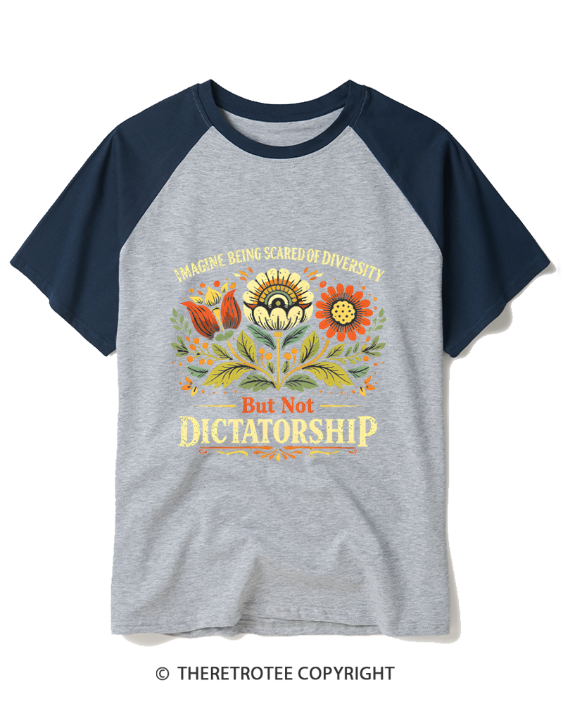 TheRetroTee Imagine Being Scared Of Diversity 1970s Raglan Baseball T-Shirt