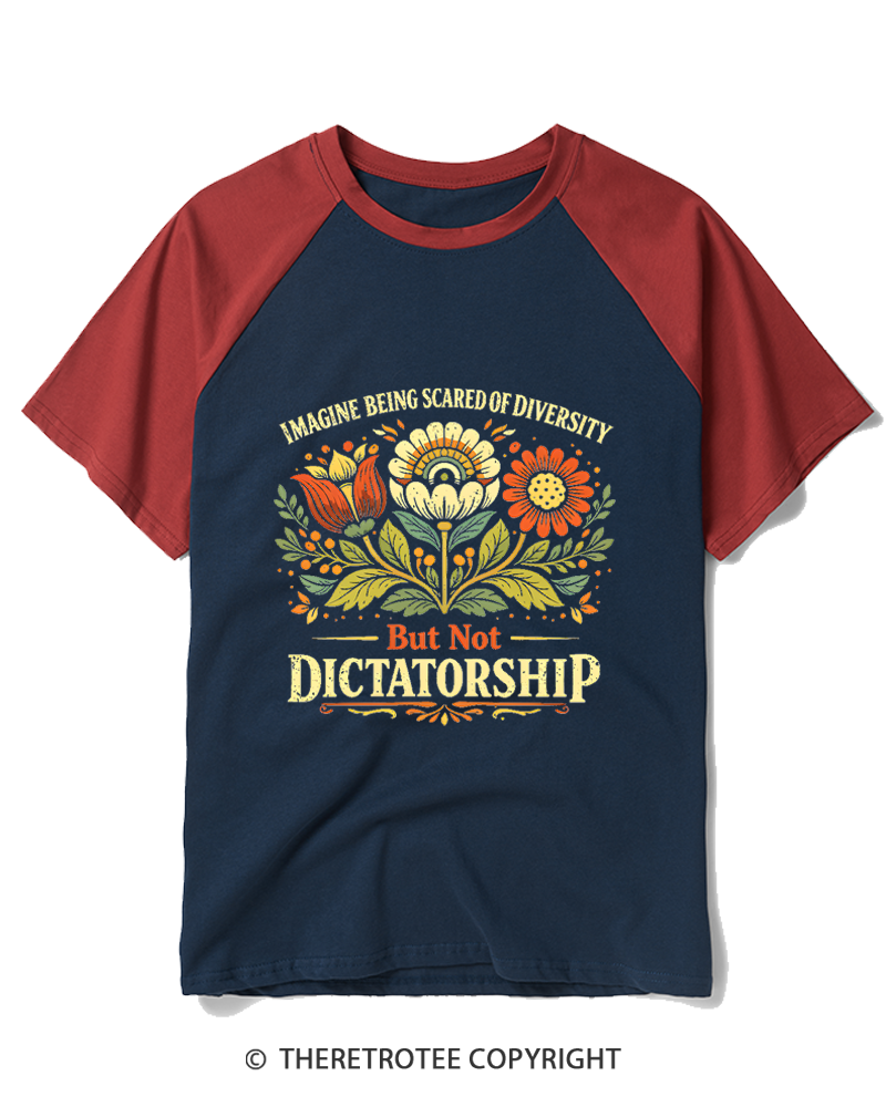 TheRetroTee Imagine Being Scared Of Diversity 1970s Raglan Baseball T-Shirt