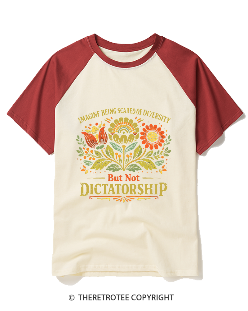 TheRetroTee Imagine Being Scared Of Diversity 1970s Raglan Baseball T-Shirt