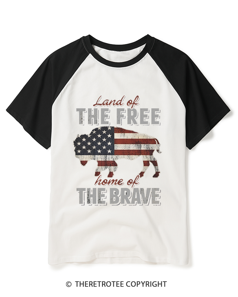 TheRetroTee Land of the Free 1776 Raglan Baseball T-Shirt