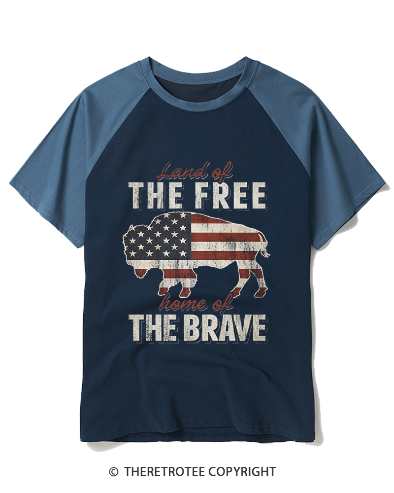 TheRetroTee Land of the Free 1776 Raglan Baseball T-Shirt
