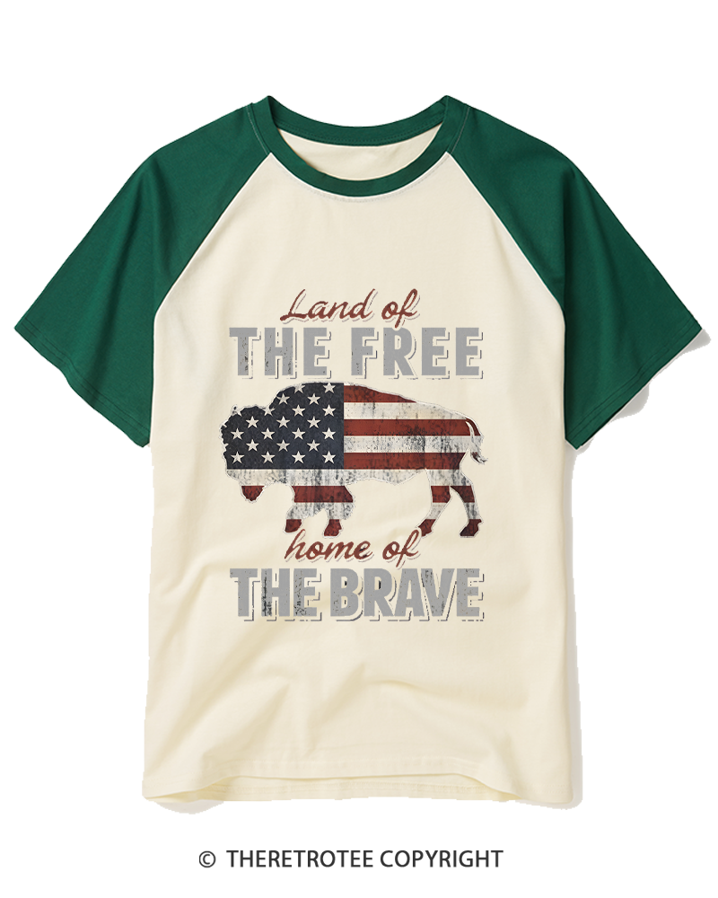 TheRetroTee Land of the Free 1776 Raglan Baseball T-Shirt