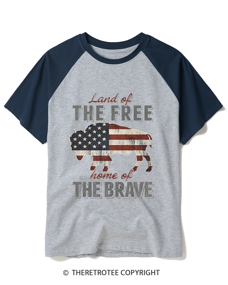TheRetroTee Land of the Free 1776 Raglan Baseball T-Shirt