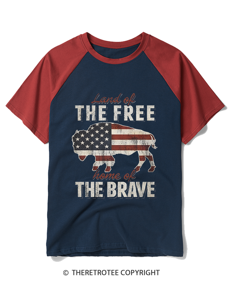 TheRetroTee Land of the Free 1776 Raglan Baseball T-Shirt