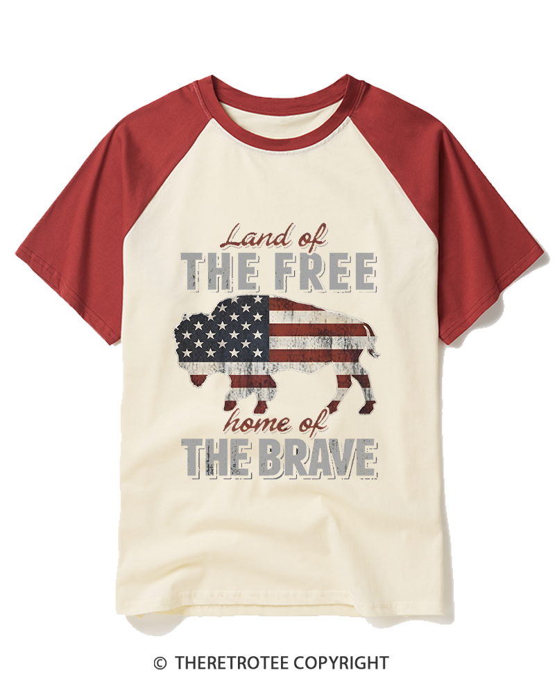TheRetroTee Land of the Free 1776 Raglan Baseball T-Shirt