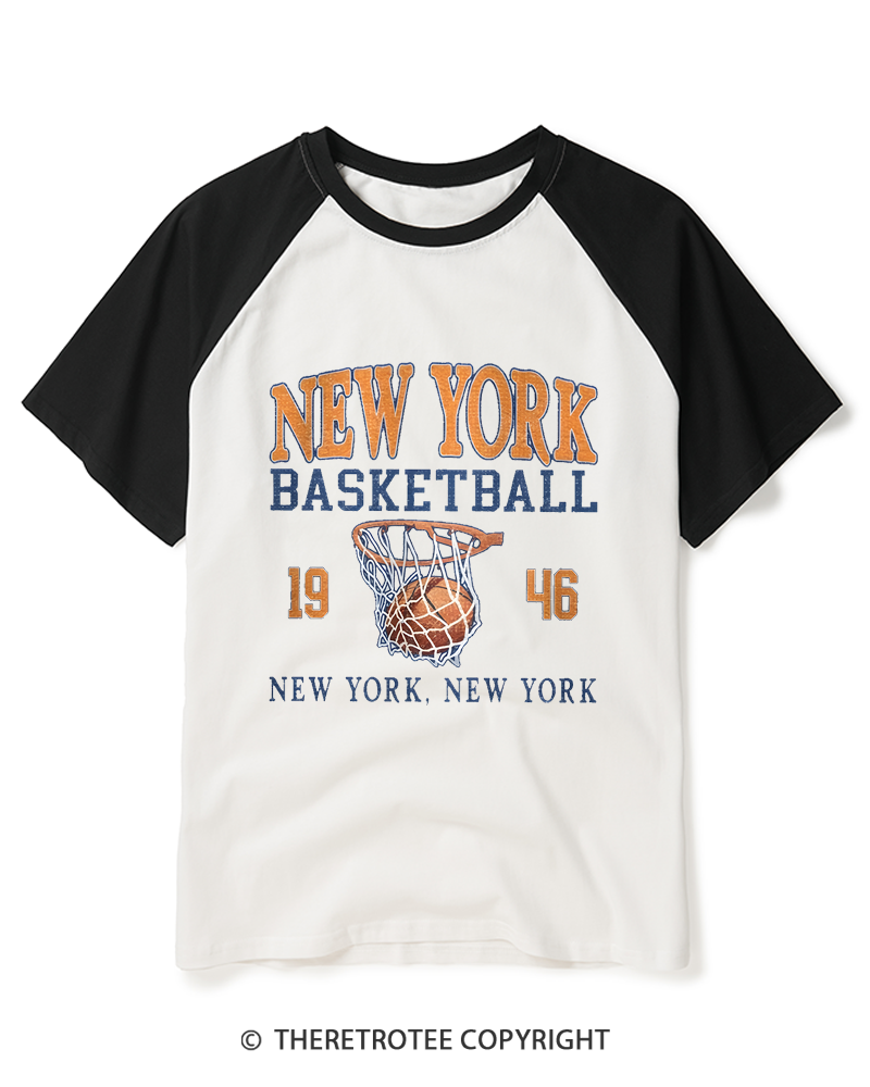 TheRetroTee New York Basketball 1946 Raglan Baseball T-Shirt