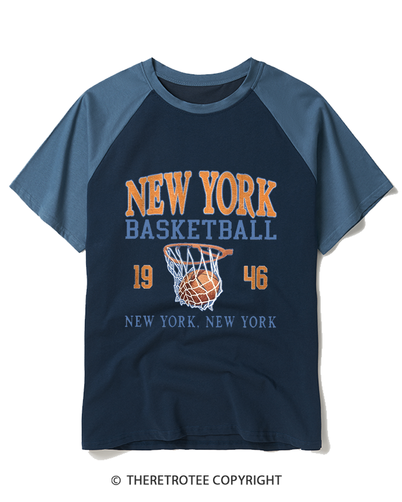 TheRetroTee New York Basketball 1946 Raglan Baseball T-Shirt
