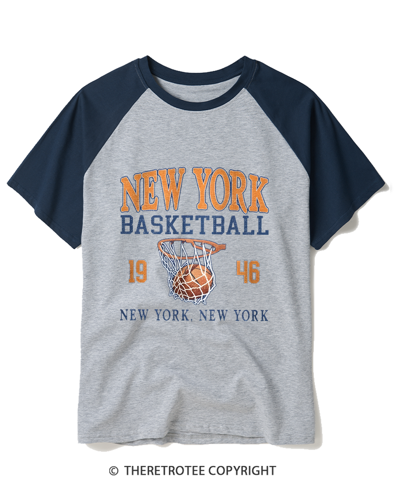 TheRetroTee New York Basketball 1946 Raglan Baseball T-Shirt