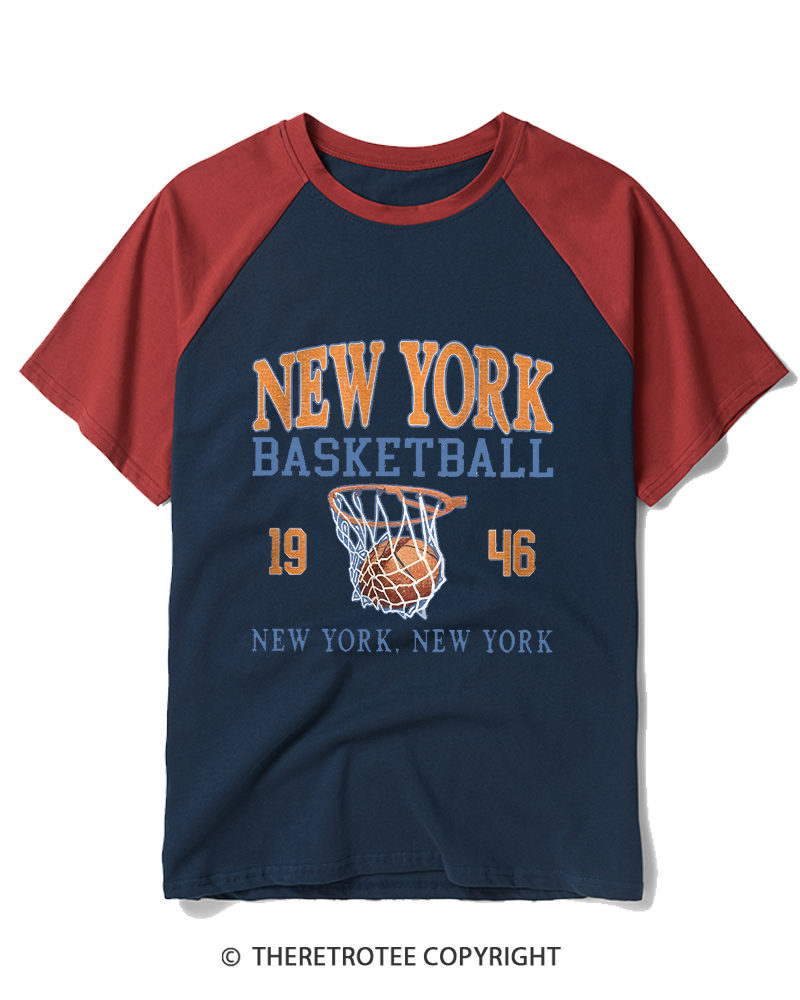 TheRetroTee New York Basketball 1946 Raglan Baseball T-Shirt