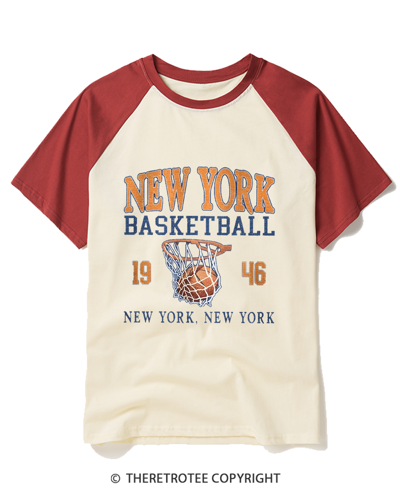 TheRetroTee New York Basketball 1946 Raglan Baseball T-Shirt