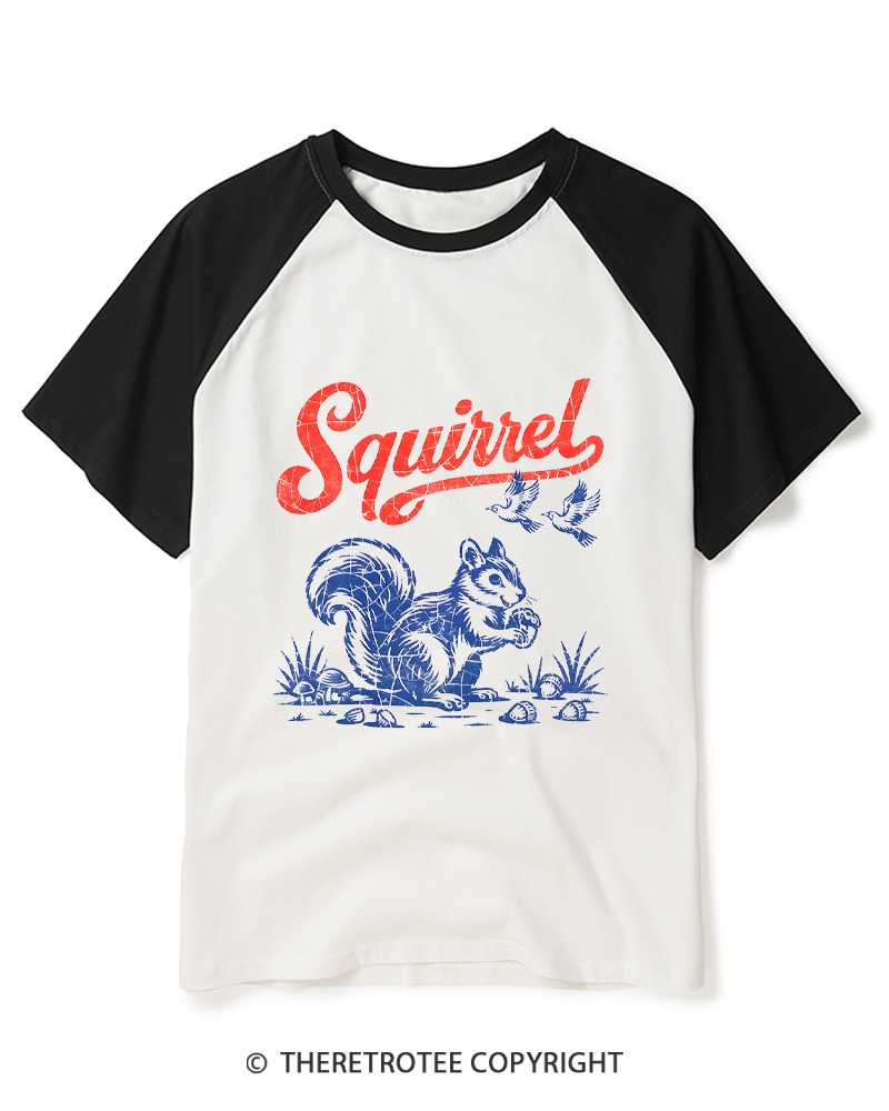 TheRetroTee Squirrel 1980s Raglan Baseball T-Shirt