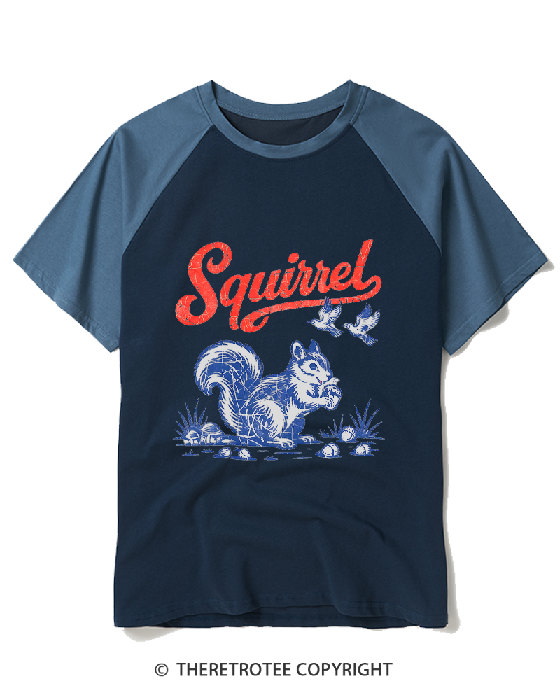 TheRetroTee Squirrel 1980s Raglan Baseball T-Shirt