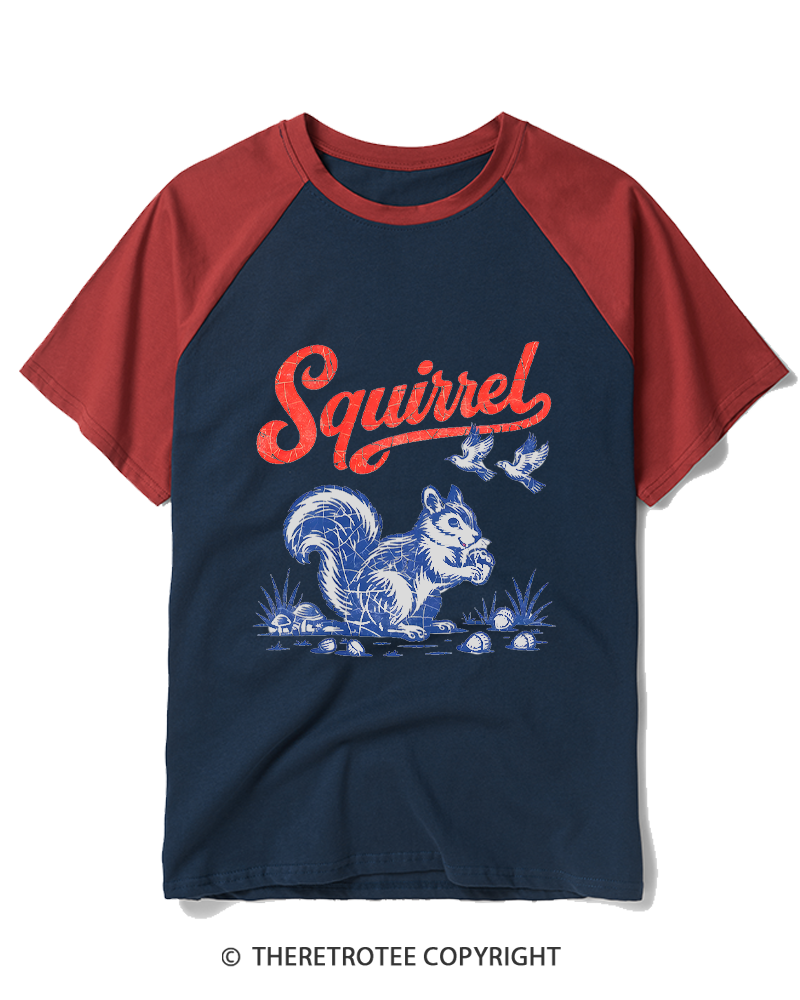 TheRetroTee Squirrel 1980s Raglan Baseball T-Shirt