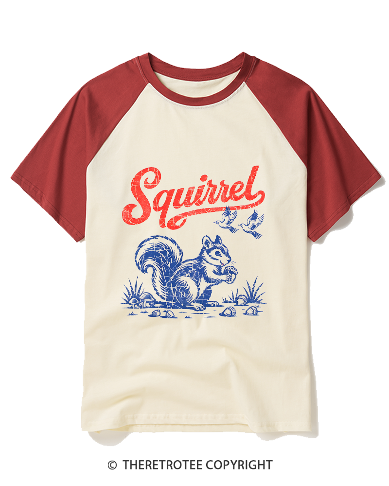 TheRetroTee Squirrel 1980s Raglan Baseball T-Shirt