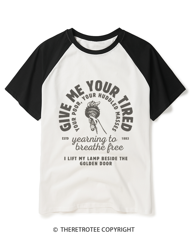 TheRetroTee The New Colossus 1883 Raglan Baseball T-Shirt