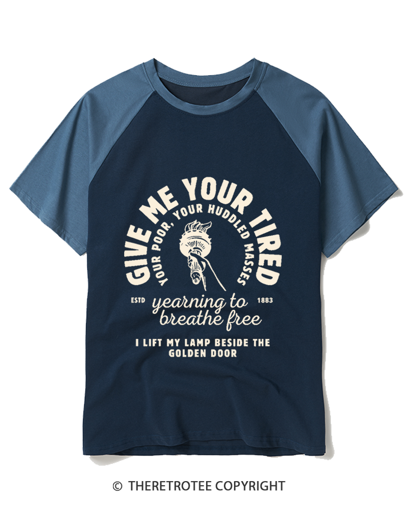 TheRetroTee The New Colossus 1883 Raglan Baseball T-Shirt