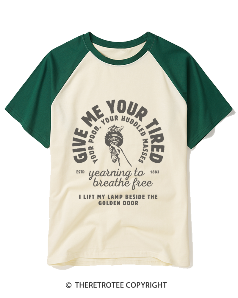 TheRetroTee The New Colossus 1883 Raglan Baseball T-Shirt