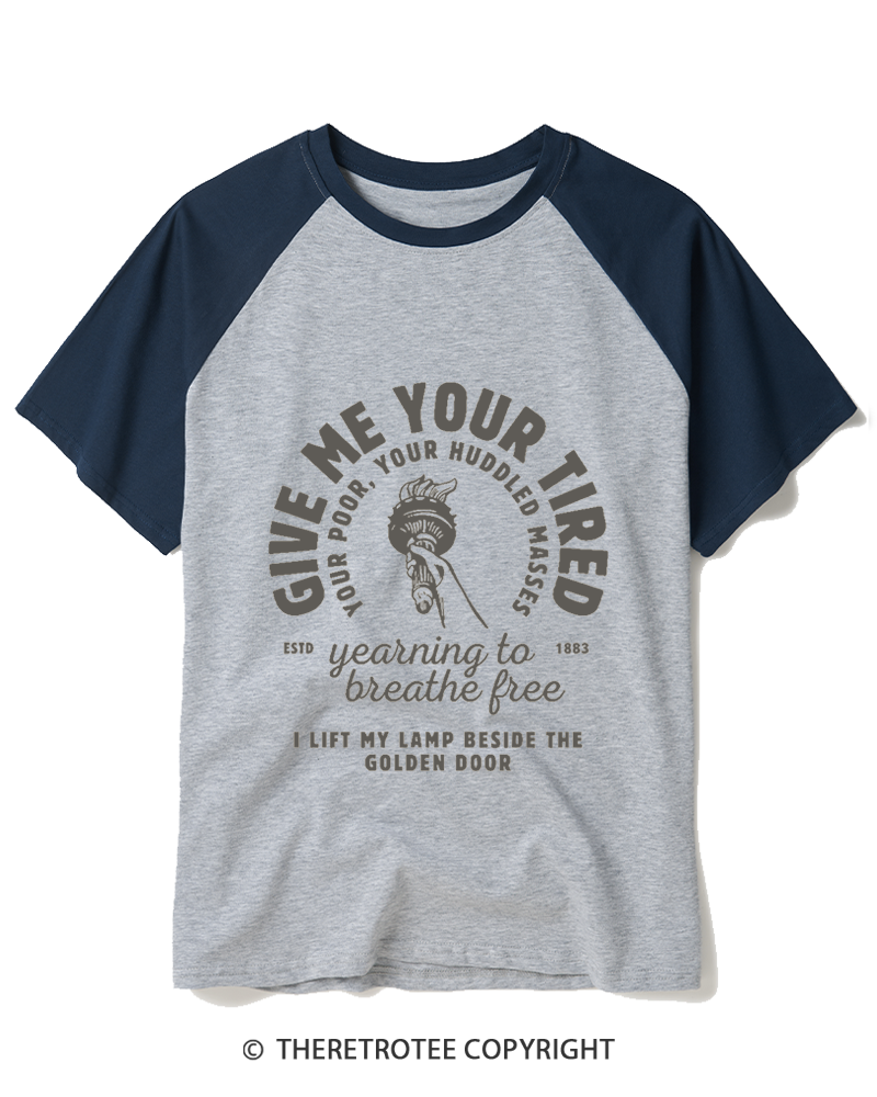 TheRetroTee The New Colossus 1883 Raglan Baseball T-Shirt