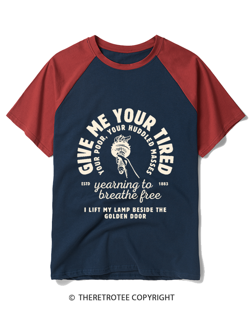 TheRetroTee The New Colossus 1883 Raglan Baseball T-Shirt