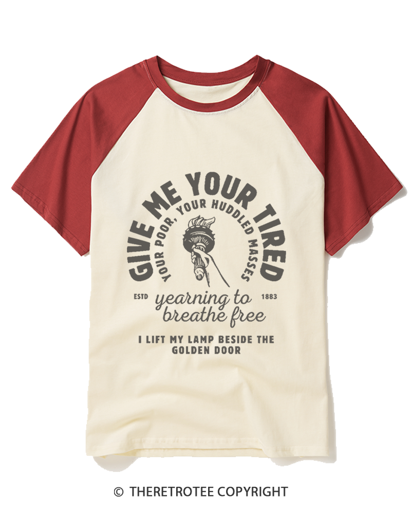 TheRetroTee The New Colossus 1883 Raglan Baseball T-Shirt