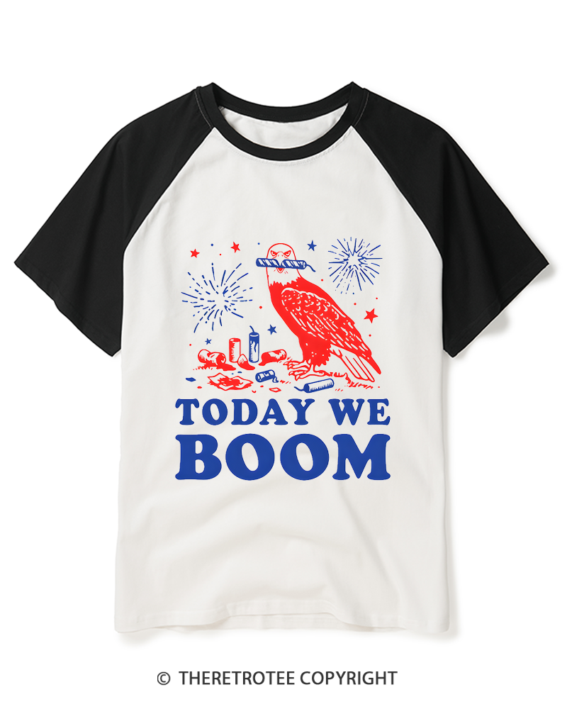 TheRetroTee Today We Boom 1980s Raglan Baseball T-Shirt