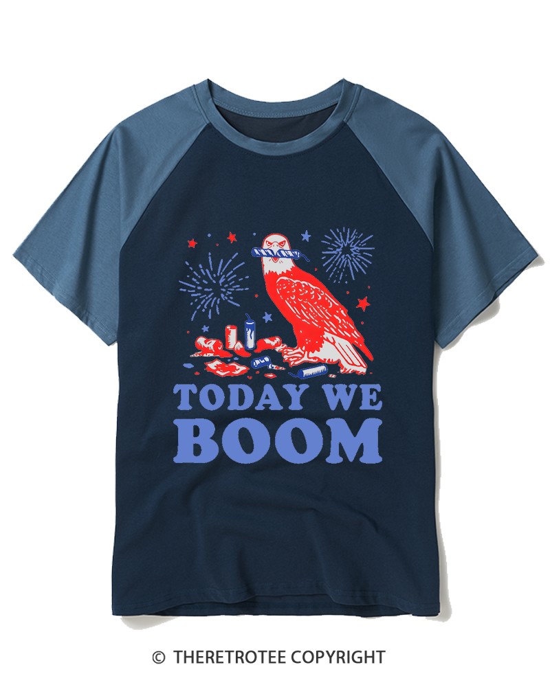 TheRetroTee Today We Boom 1980s Raglan Baseball T-Shirt