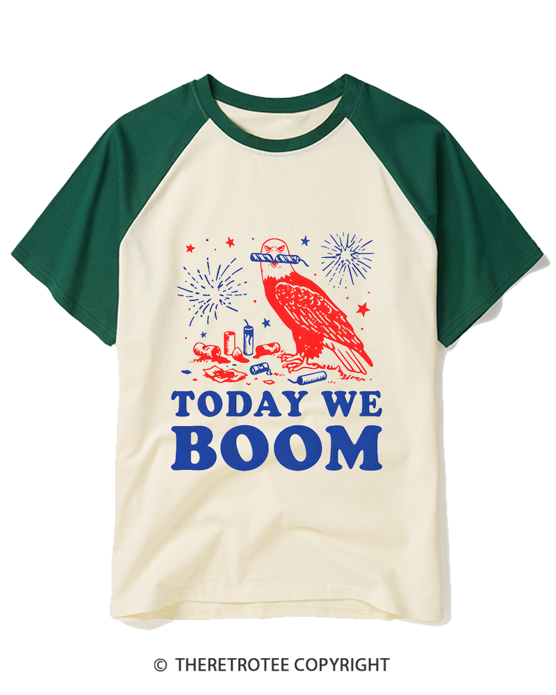 TheRetroTee Today We Boom 1980s Raglan Baseball T-Shirt