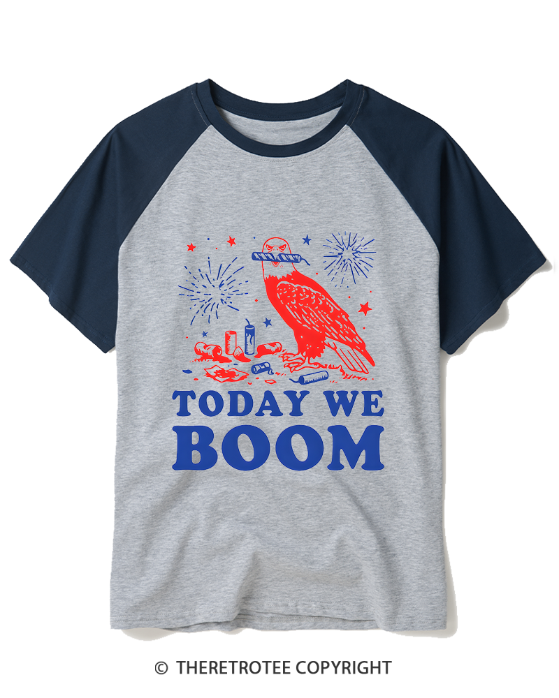 TheRetroTee Today We Boom 1980s Raglan Baseball T-Shirt