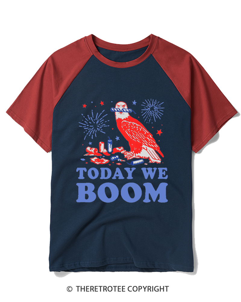 TheRetroTee Today We Boom 1980s Raglan Baseball T-Shirt