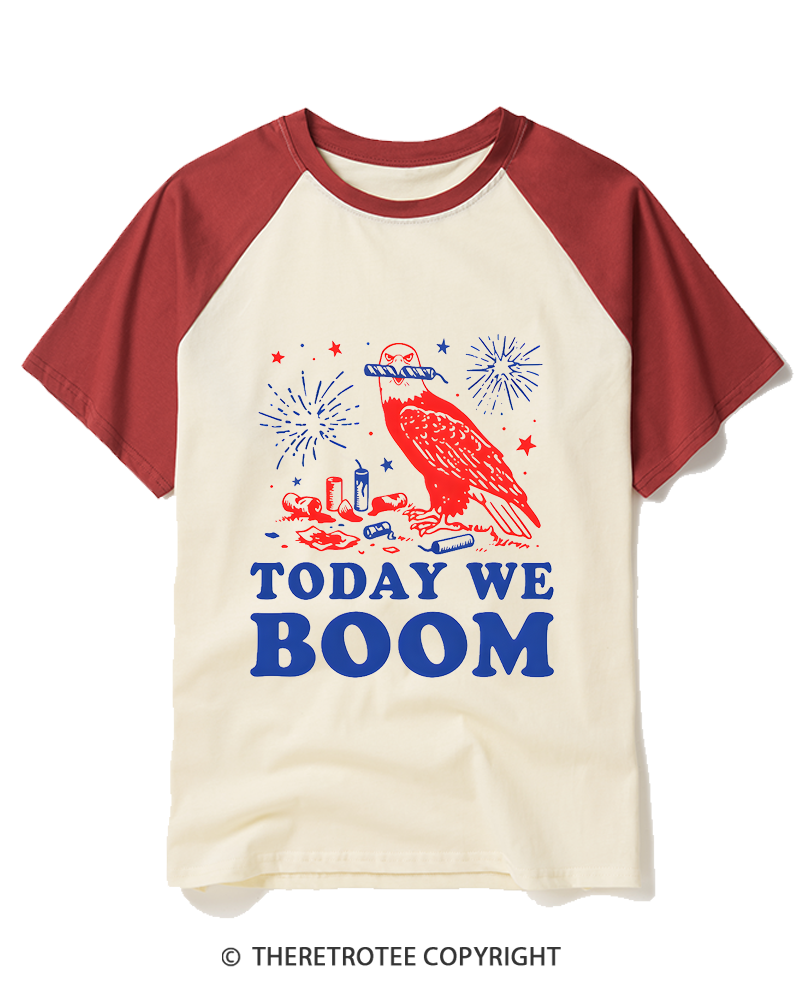 TheRetroTee Today We Boom 1980s Raglan Baseball T-Shirt