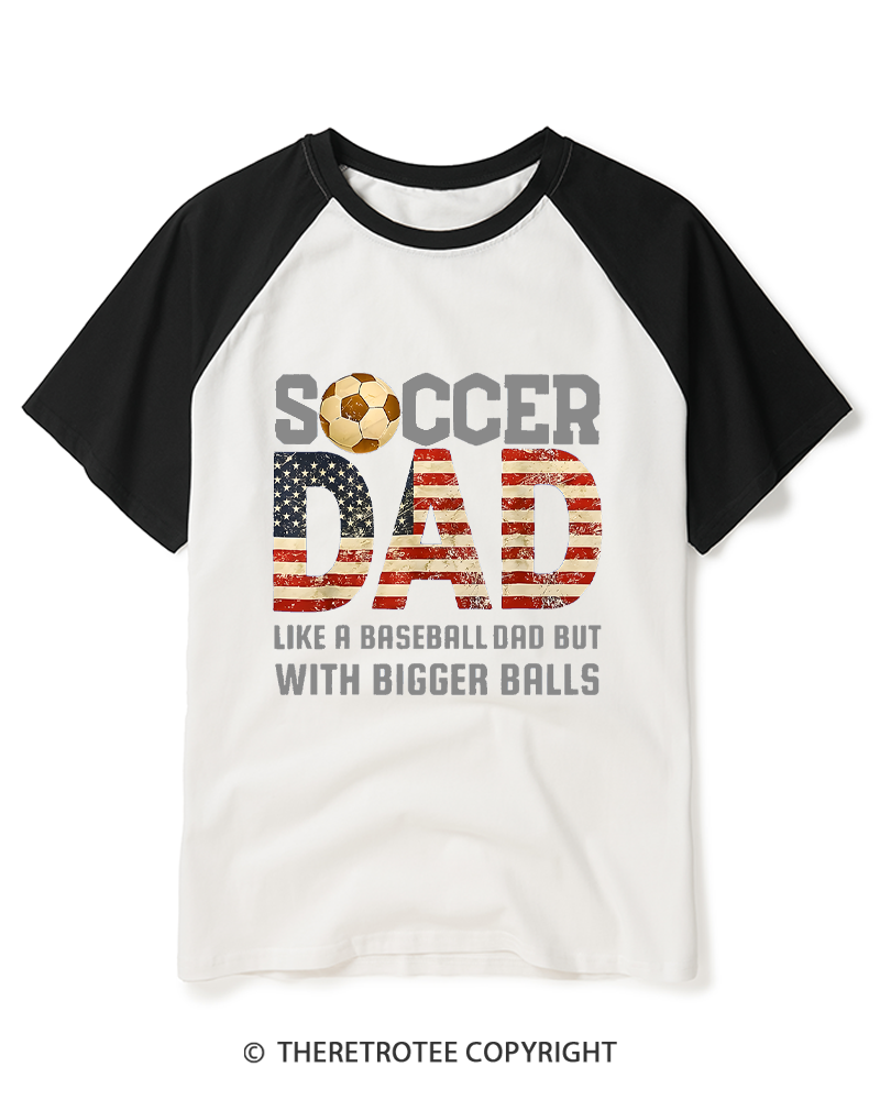 TheRetroTee Funny Soccer Dad 1970s Raglan Baseball T-Shirt