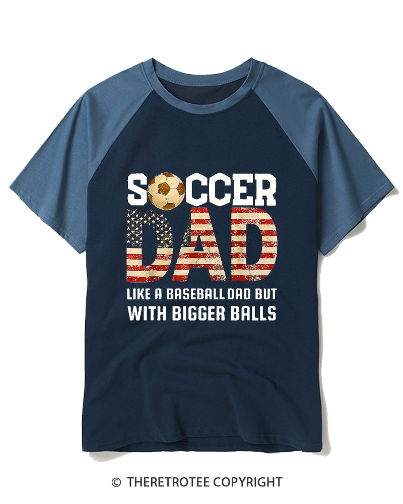 TheRetroTee Funny Soccer Dad 1970s Raglan Baseball T-Shirt