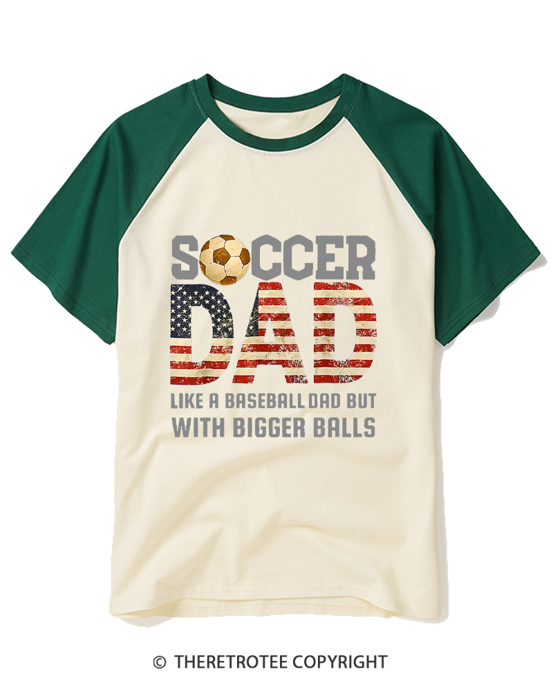 TheRetroTee Funny Soccer Dad 1970s Raglan Baseball T-Shirt