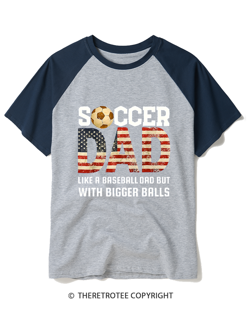 TheRetroTee Funny Soccer Dad 1970s Raglan Baseball T-Shirt