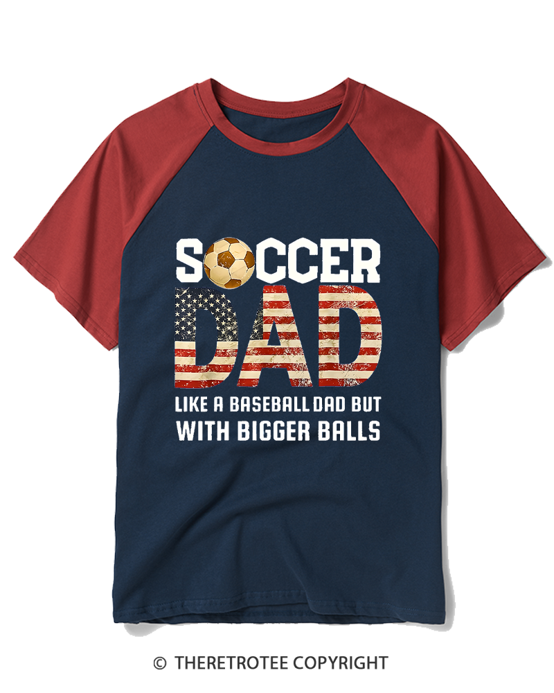 TheRetroTee Funny Soccer Dad 1970s Raglan Baseball T-Shirt