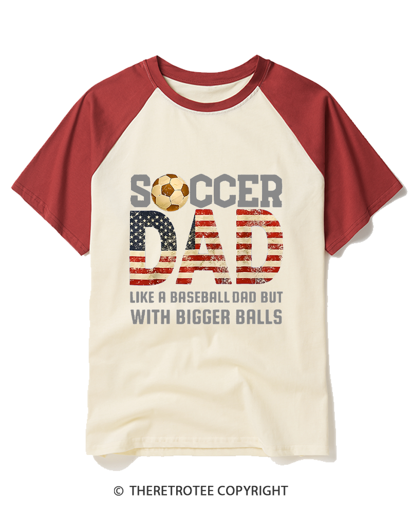 TheRetroTee Funny Soccer Dad 1970s Raglan Baseball T-Shirt