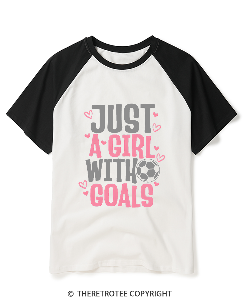 TheRetroTee Just A Girl With Goals Raglan Baseball T-Shirt