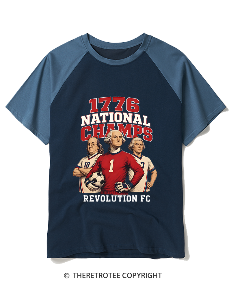 TheRetroTee National Champs 1776 Raglan Baseball T-Shirt