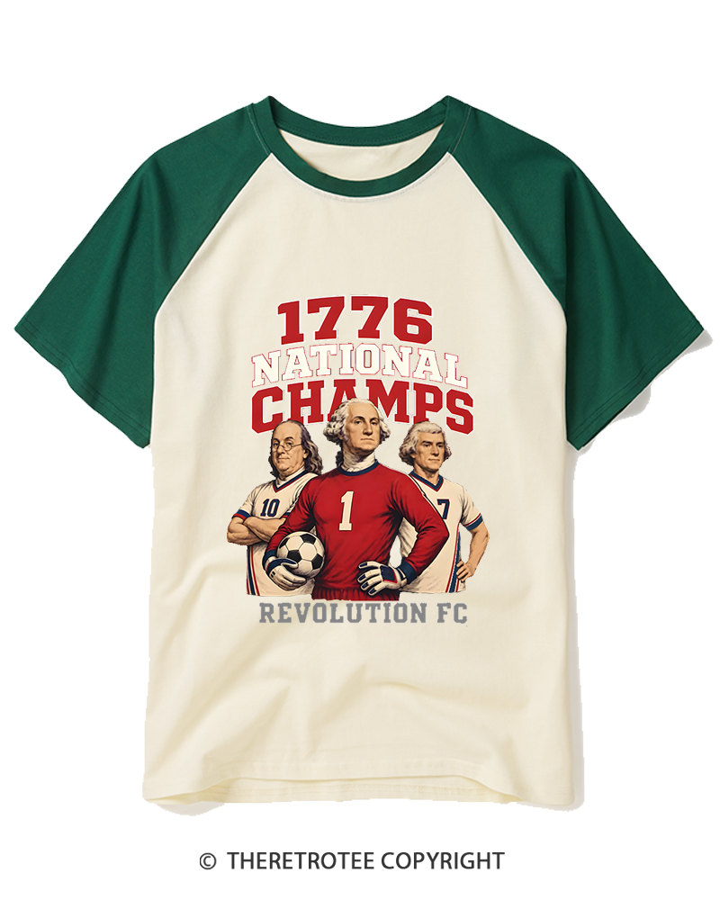 TheRetroTee National Champs 1776 Raglan Baseball T-Shirt