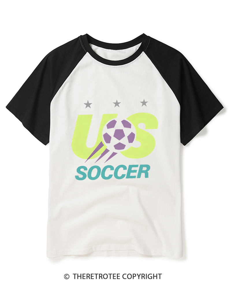 TheRetroTee Retro US Football Fan  1990s Raglan Baseball T-Shirt