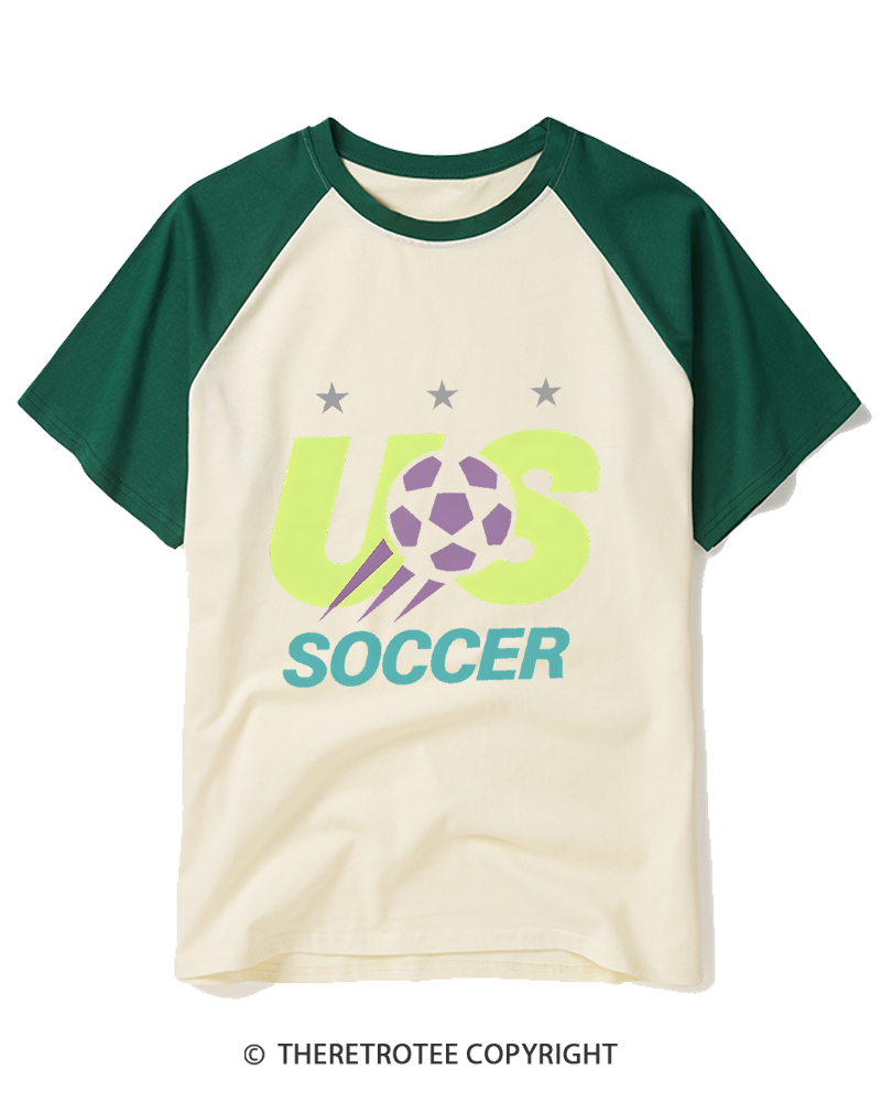 TheRetroTee Retro US Football Fan  1990s Raglan Baseball T-Shirt