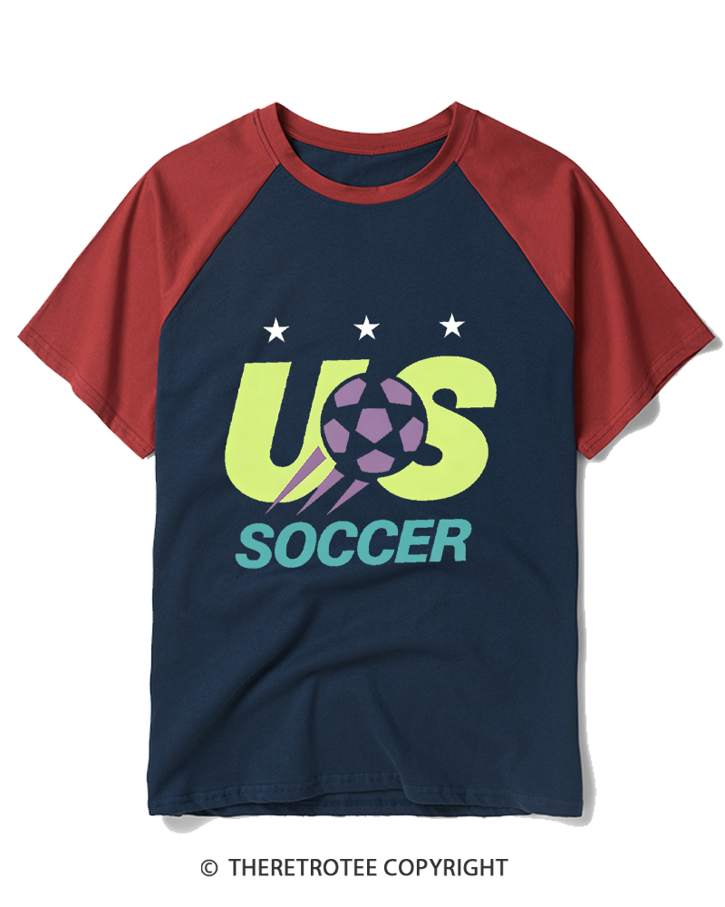 TheRetroTee Retro US Football Fan  1990s Raglan Baseball T-Shirt