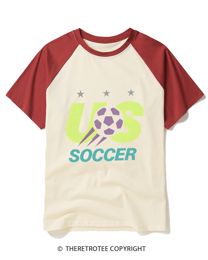 TheRetroTee Retro US Football Fan  1990s Raglan Baseball T-Shirt