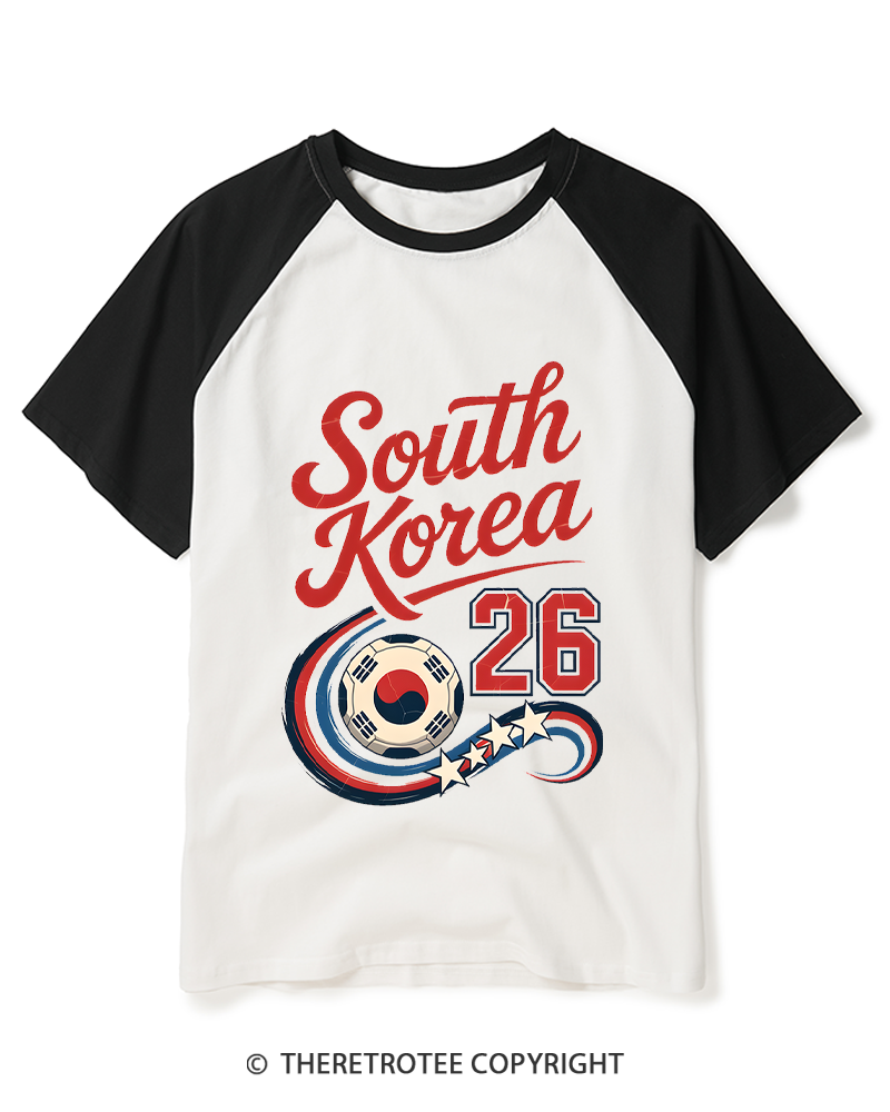 TheRetroTee South Korea Soccer 1990s Raglan Baseball T-Shirt