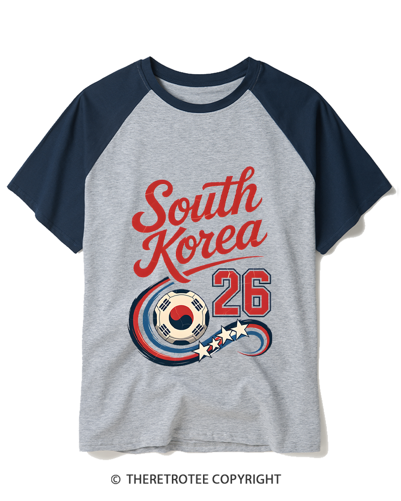 TheRetroTee South Korea Soccer 1990s Raglan Baseball T-Shirt
