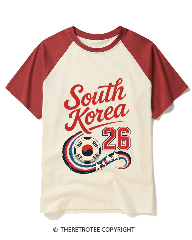 TheRetroTee South Korea Soccer 1990s Raglan Baseball T-Shirt