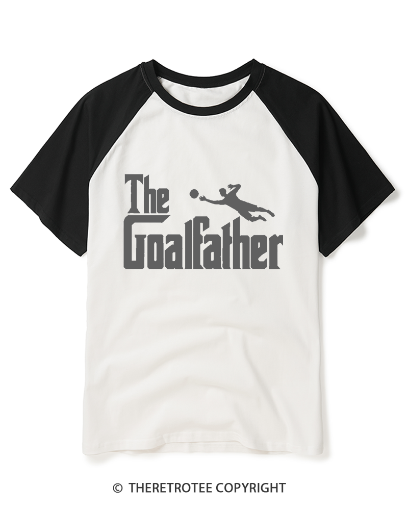 TheRetroTee The Goalfather Soccer Dad 1970s Raglan Baseball T-Shirt