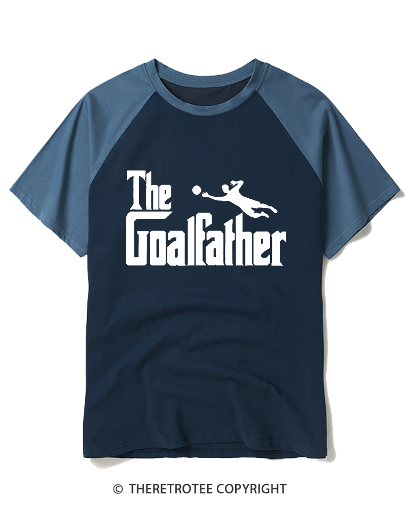 TheRetroTee The Goalfather Soccer Dad 1970s Raglan Baseball T-Shirt