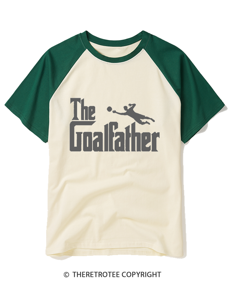 TheRetroTee The Goalfather Soccer Dad 1970s Raglan Baseball T-Shirt